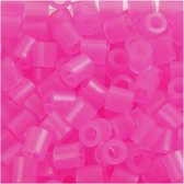 Strijkparels, afm 5x5 mm, gatgrootte 2,5 mm, roze neon (30), medium, 6000stuks