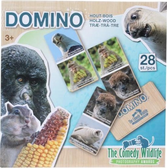 Thumbnail van een extra afbeelding van het spel The Comedy Wildlife Houten Domino Dieren 28-delig