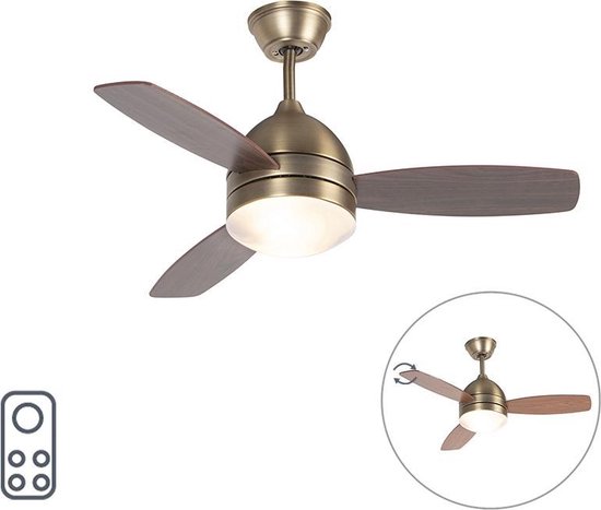 Ventilateur De Plafond 3 Lumières Qazqa Mistral Ø110cm - Gris Moderne - Pour Salon, Chambre, Cuisine