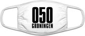 050 Groningen mondkapje | gezichtsmasker | bescherming | bedrukt | logo | Wit mondmasker van katoen, uitwasbaar & herbruikbaar. Geschikt voor OV