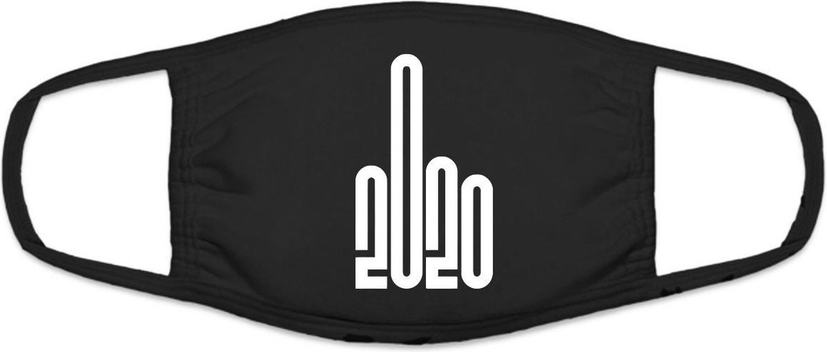 Shit 2020 | grappig mondkapje | gezichtsmasker | bescherming | bedrukt | logo | Zwart mondmasker van katoen, uitwasbaar & herbruikbaar. Geschikt voor OV