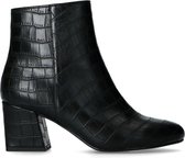 Sacha - Dames - Zwarte enkellaarsjes met crocoprint - Maat 39