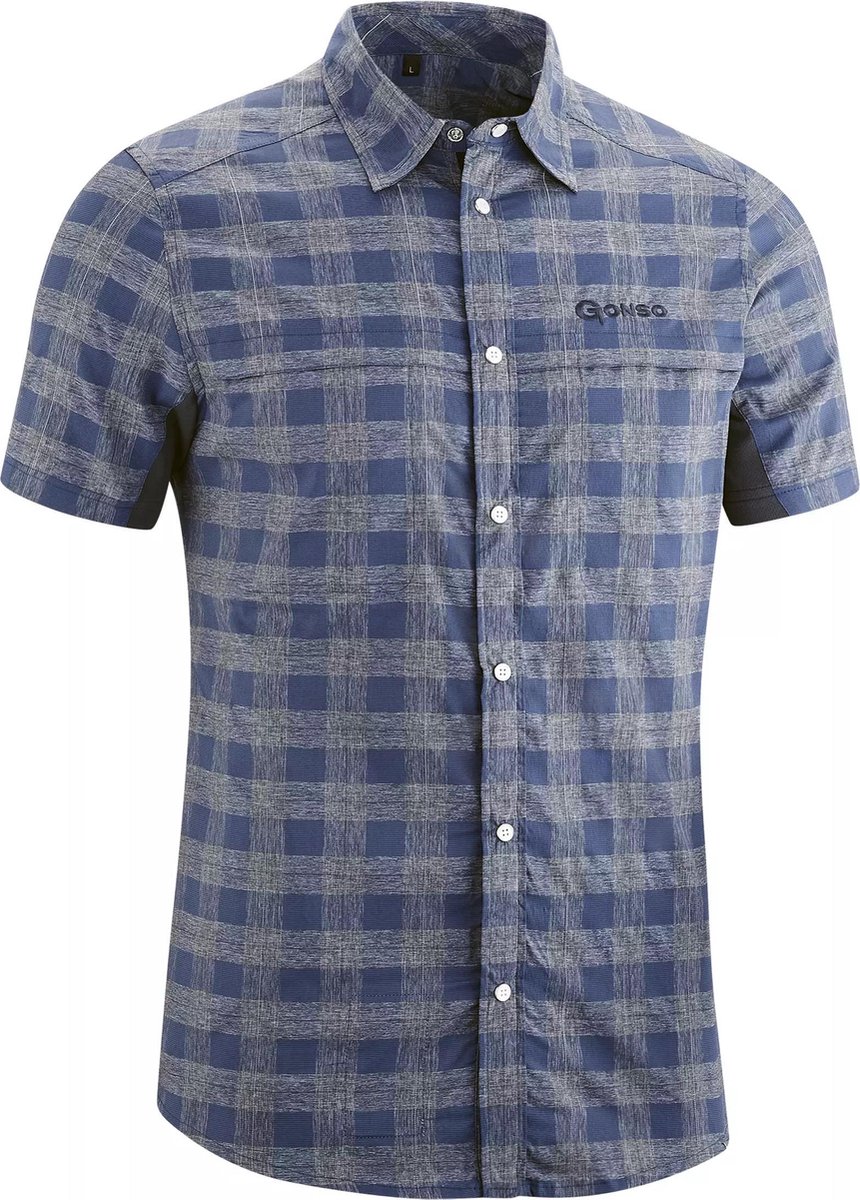 Gonso Fietsshirt Don Heren Semi-fit Polyester Blauw/grijs Maat M bol