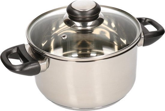 RVS kookpan / pan met glazen deksel 20 cm - kookpannen / aardappelpan -  Koken -... | bol.com