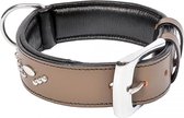 Duvo+ Metal leder halsband studs Taupe 30-35cm/35mm