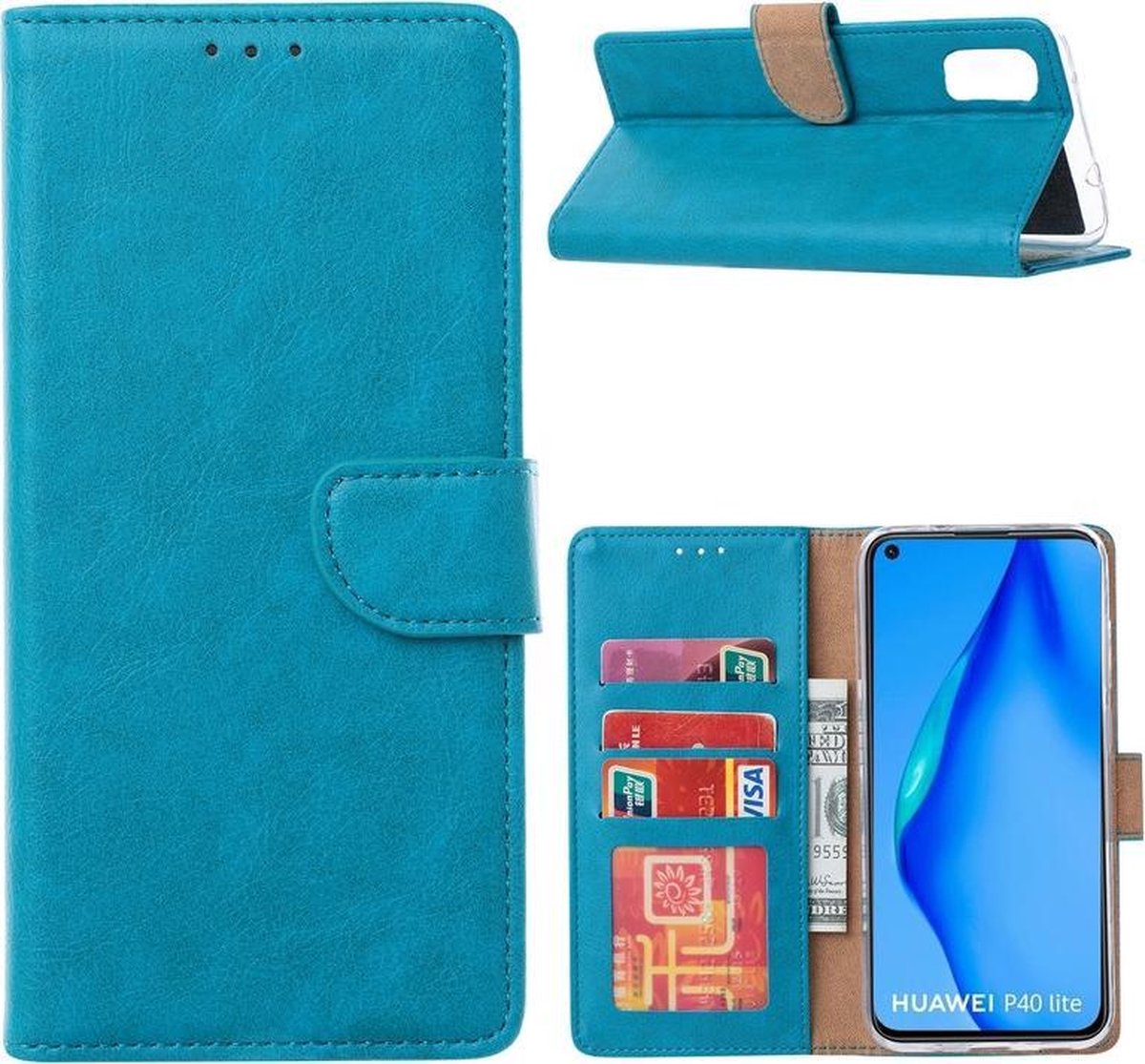 Bookcase Geschikt voor: Xiaomi REALME X50 5G - Turquoise - portemonee hoesje