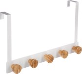 4goodz Deurkapstok Metaal met bamboe knoppen - 33x5x20cm - Wit