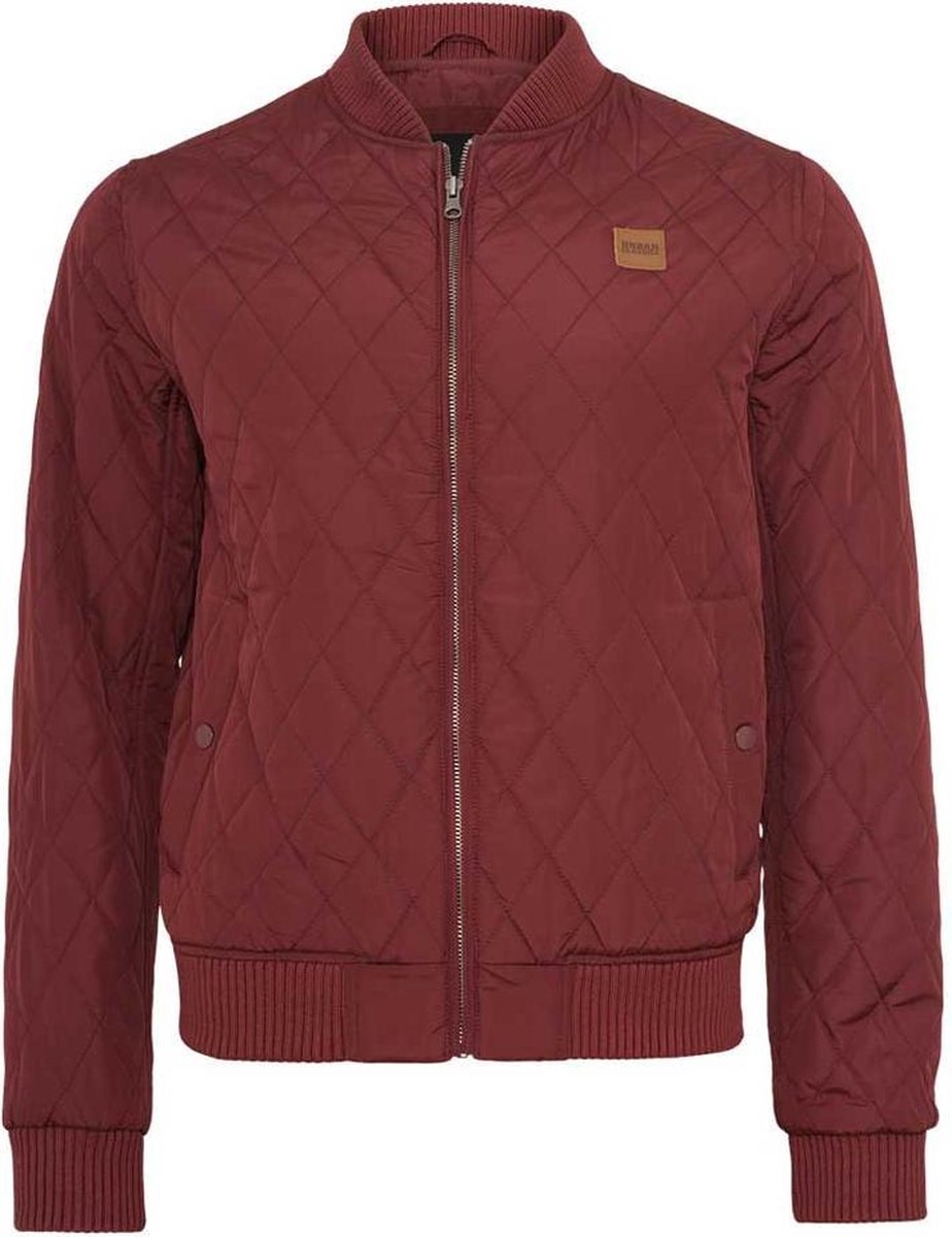 Urban Classics Diamond Quilt Nylon Jacket Burgundy Rood