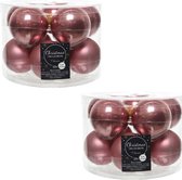 20x Oud roze glazen kerstballen 6 cm - glans en mat - Glans/glanzende - Kerstboomversiering oud roze