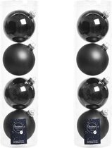 8x Zwarte glazen kerstballen 10 cm - Mat/matte - Kerstboomversiering zwart