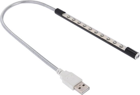 bol.com | Draagbare Touch schakelaar USB LED Light 10-LED (zwart)