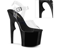 Pleaser - LOVETHORN-708 Sandaal met enkelband, Paaldans schoenen - Paaldans schoenen - 38 Shoes - Zwart/Transparant