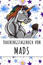 Trainingstagebuch von Mads: Personalisierter Tagesplaner für dein Fitness- und Krafttraining im Fitnessstudio oder Zuhause