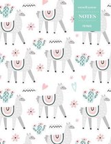 Cornell System Notes 110 Pages: Cactus Notebook for Professionals and Students, Teachers and Writers - Succulent Llama Pattern