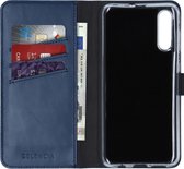 Samsung Galaxy A30s Hoesje met Pasjeshouder - Samsung Galaxy A50 Hoesje - Selencia Echt Lederen Booktype - Blauw