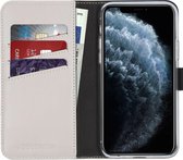 iPhone 11 Pro Hoesje met Pasjeshouder - Selencia Echt Lederen Booktype - Lichtgrijs