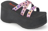 Demonia Slippers -38 Shoes- FUNN-19 US 8 Zwart/Roze