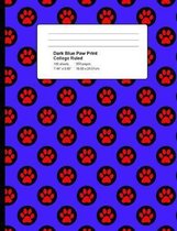 Dark Blue Paw Print: College Ruled 200 Pages Composition Notebook, Cute Paw Print Pattern, School Notebook, Journal, Animal Lover