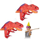 Relaxdays 2 x dino pinata - dinosaurus Piñata - T-Rex - verjaardagspinata - zelf vullen