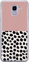 Samsung J6 (2018) hoesje siliconen - Stippen roze | Samsung Galaxy J6 (2018) case | Roze | TPU backcover transparant
