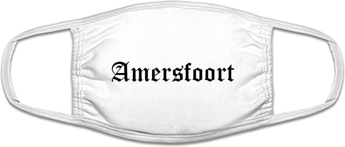 Amersfoort mondkapje | gezichtsmasker | bescherming | bedrukt | logo | Wit mondmasker van katoen, uitwasbaar & herbruikbaar. Geschikt voor OV