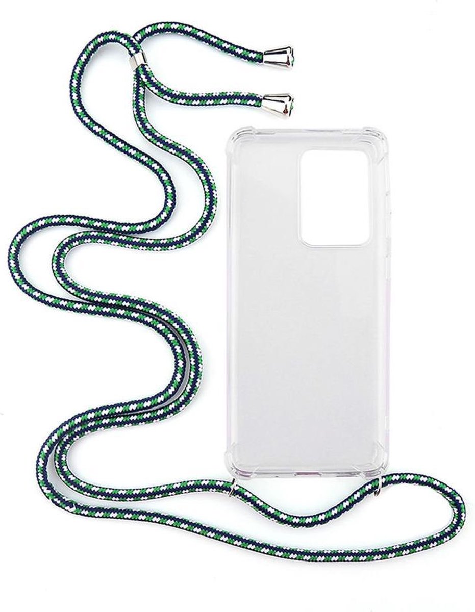 "Shop4 - Samsung Galaxy S20 Ultra Hoesje - Zachte Back Case met Koord Multi Groen"