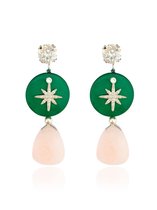 BOWI OORBELLEN MET ROSEQUARTZ - GROEN ZILVER - N20FW185 - ZATTHU JEWELRY
