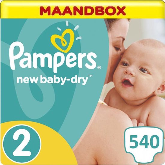 Pampers New Baby-Dry Maat 2 - 540 Luiers Maandbox | bol.com