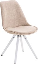 Clp Pegleg Bezoekersstoel - Stof - Vierkant - Crème - Houten onderstel - Kleur wit - Vierkant frame