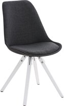 Clp Pegleg Bezoekersstoel - Stof - Vierkant - Donkergrijs - Houten onderstel - Kleur wit - Vierkant frame