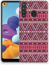 Telefoonhoesje Geschikt voor Samsung Galaxy A21 Leuk TPU Backcase Aztec Purple