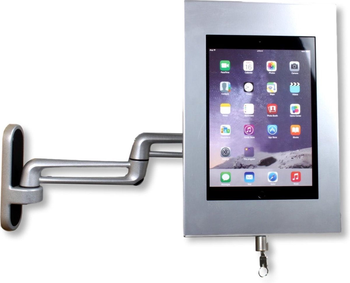 Aluminium tablet-wandhouder, wandhouder met 360° draaibaar, universele