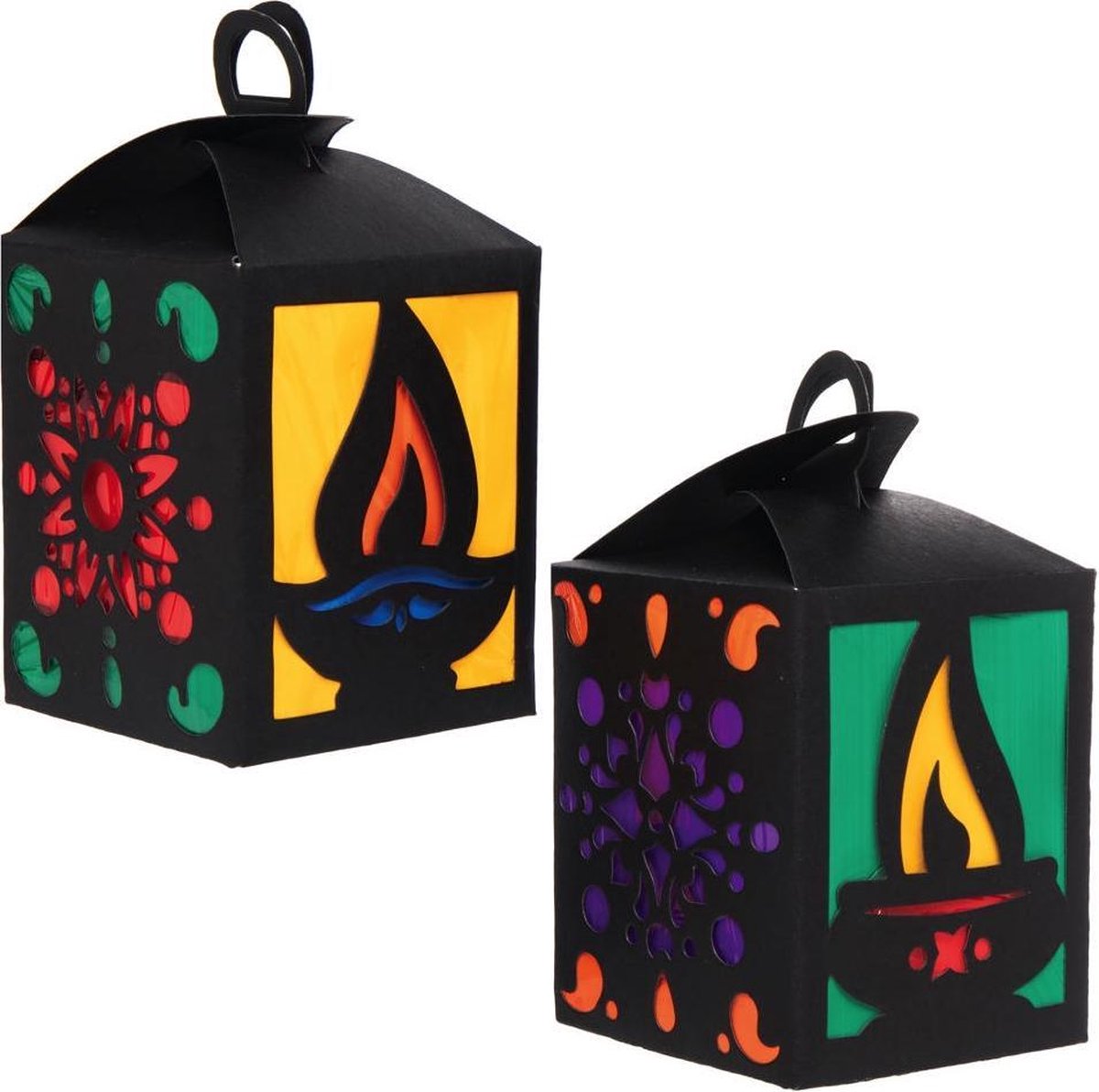 Baker Ross AX308 Diwali Lantaarn Knustel Set Voor Kinderen - Set Van 4 Glas In Lood Diwali Kunstnijverheid Voor Kinderen