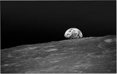 Moon with Earth over horizon (ruimtevaart) - Foto op Forex - 150 x 100 cm