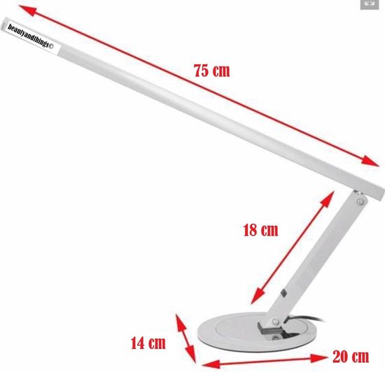 Tafellamp NAGELSTYLISTE - Daglicht WIT - Schaduwloos 14W - Aluminium -  Modern design! | bol.com