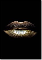 Canvas Experts doek met gouden opvallende lippen maat 100x70CM *ALLEEN DOEK MET WITTE RANDEN* Wanddecoratie | Poster | Wall art | canvas doek |
