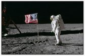 Armstrong photographs Buzz Aldrin (maanlanding) - Foto op Akoestisch paneel - 120 x 80 cm