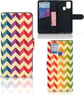 Leuk Telefoonhoesje Geschikt voor Samsung Galaxy M31 Smartphone Hoesje Zigzag Color