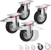 relaxdays roues pivotantes 4 pièces - roues de transport - roues de meuble - roues fixes - 2 avec frein 160 mm