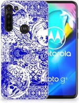 Back Case TPU Siliconen Hoesje Motorola Moto G8 Power Smartphone hoesje Angel Skull Blue