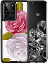 GSM Hoesje Geschikt voor Samsung Galaxy S20 Ultra Silicone Back Case met Zwarte rand Roses