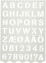 Sjabloon. letters en cijfers. H: 25 mm. 21x29 cm. 1 stuk