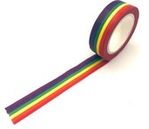 Washi Tape / Masking Tape | Regenboog / Regenboogvlag | rol van 10 meter x 15 mm