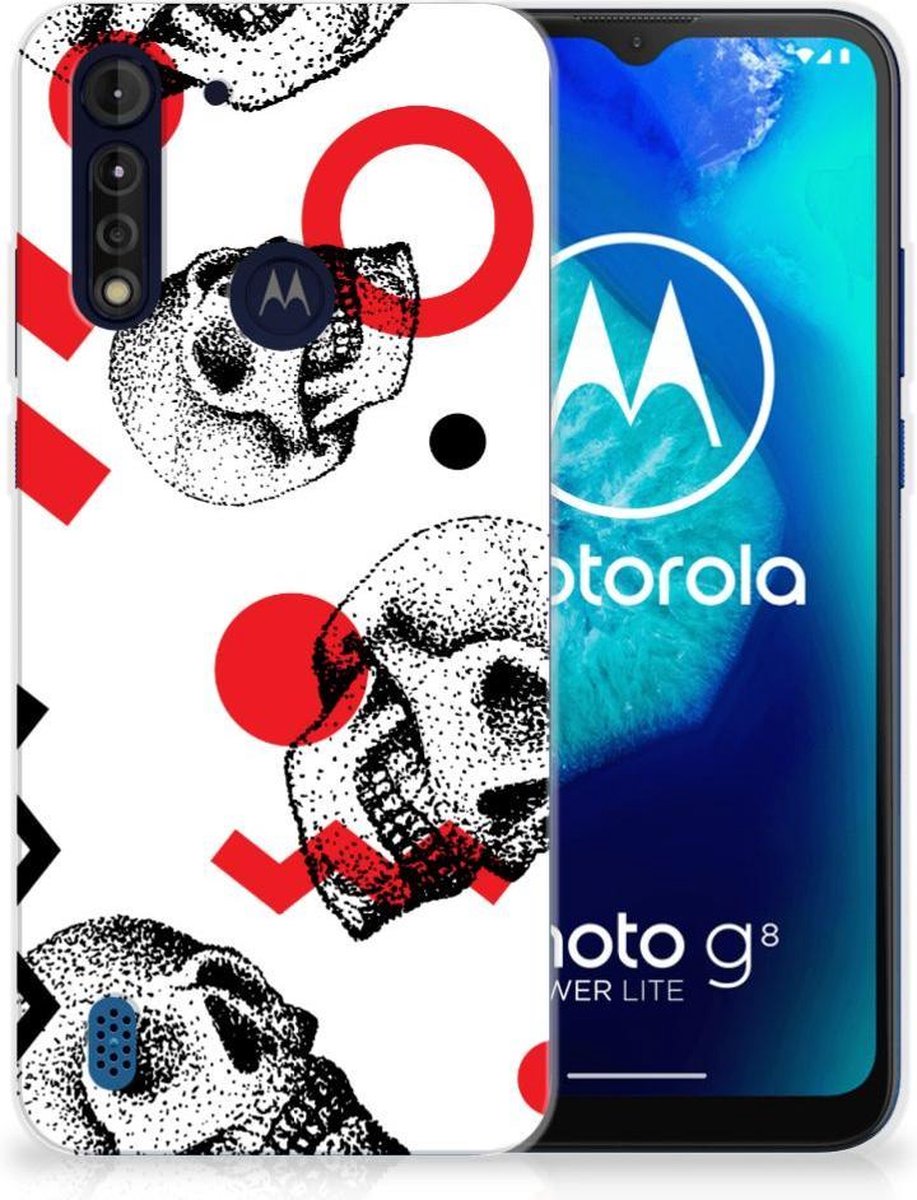 Silicone Back Case Motorola Moto G8 Power Lite Skull Red