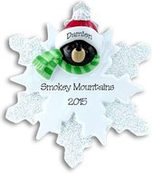 Personaliserbare kerstversiering / ornament voor in kerstboom | sneeuwvlok met beer | personaliseerbaar kerstcadeau | kerstgeschenk met naam