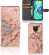 Wallet Book Case Xiaomi Redmi Note 9 Pro | Note 9S Telefoon Hoesje Marmer Oranje