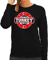 Have fear Turkey is here sweater met sterren embleem in de kleuren van de Turkse vlag - zwart - dames - Turkije supporter / Turks elftal fan trui / EK / WK / kleding XS