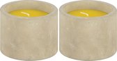 Geurkaars citronella - 2x - in betonnen houder - 10 branduren - citrus