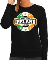 Have fear Ireland is here sweater met sterren embleem in de kleuren van de Ierse vlag - zwart - dames - Ierland supporter / Iers elftal fan trui / EK / WK / kleding XS