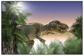 Dinosaurus T-Rex in tropisch woud - Foto op Akoestisch paneel - 120 x 80 cm